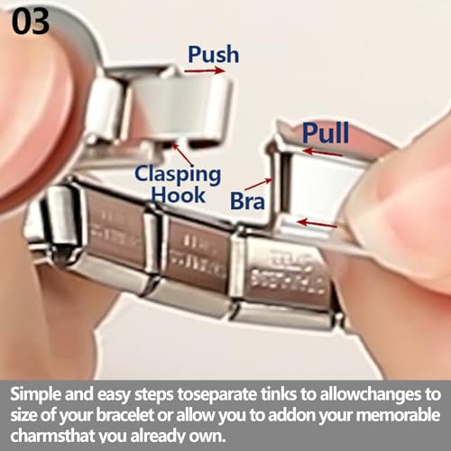 papasgix Italian Charm Bracelet Gold Silver Set with Starter Brascelet, Assorted Charms and Opening Tools, 9mm Modular Italian Charm Bracelet Links Handmade DIY Jewelry Gifts(Gold Blue) 5