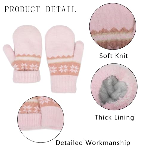 Kids-Double Layer-Warm-Knit Mittens - Girls-Boys-Winter Outdoor-Thickened Cold-Weather Wool Ski Gloves for 5-10 Years2
