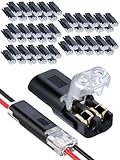 50 Pcs Double-Wire Connector, 2-Pin Low Voltage Quick Connect Plugs with Locking Buckle for LED Strip Lights