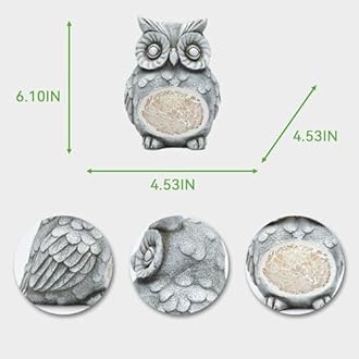 Solar Owl Garden Statues Outdoor Decor Resin Owl Figurine with Solar Light for Patio,Balcony,Yard,Lawn Ornament,Perfect Garden Gift