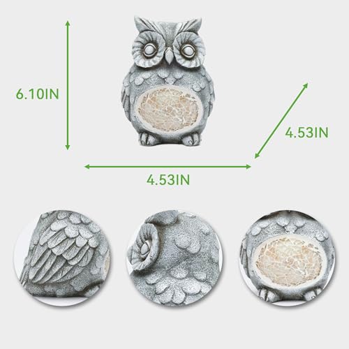 Solar Owl Garden Statues Outdoor Decor Resin Owl Figurine with Solar Light for Patio,Balcony,Yard,Lawn Ornament,Perfect Garden Gift