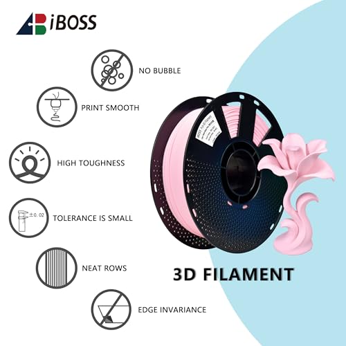 iBOSS Matte PLA+ 3D Printer Filament 1.75mm, Matte Surface & Low Warping Filament 1kg Spool (2.2 lbs), 3D Printing Filament Accuracy +/- 0.02 mm, Fit Most FDM Printers (Water Pink) by iBOSS - Image 4