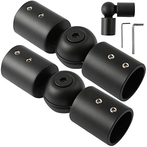 Anndason Heavy Duty Hinged Elbow Connector Curtain Rod Corner Connector Elbow Connector for 1 Inch Bay Window Curtain Rods, Black Color, (Set of 2) Cover