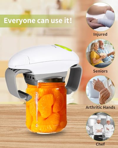 Miniatura 4 de Leazzle Abridor De Tarros Eléctrico, Accesorio De Cocina, Abrelatas Automático Para Nuevos Frascos Sellados, El Abrelatas De Manos Libres,Abrebotellas Para Manos Artriticas Blanco