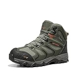 NORTIV 8 Men's Ankle High Waterproof Boots Hiking Boots Men Walking Boots Mens Backpacking Trekking&Hiking Footwear Armadillo,Size 10,Army/Green/Black/Orange,160448_M