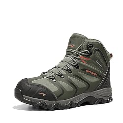 NORTIV 8 Botas de Montaña Zapatos de Senderismo Ho...: Comodidad durante todo el día: El cuello acolchado y la plantilla acolchada de estas botas de senderismo envuelven tus pies con suavidad. Reducirán eficazmente la fatiga incluso en largas caminatas. Soporte sólido: El talón sólido te protegerá en cad...