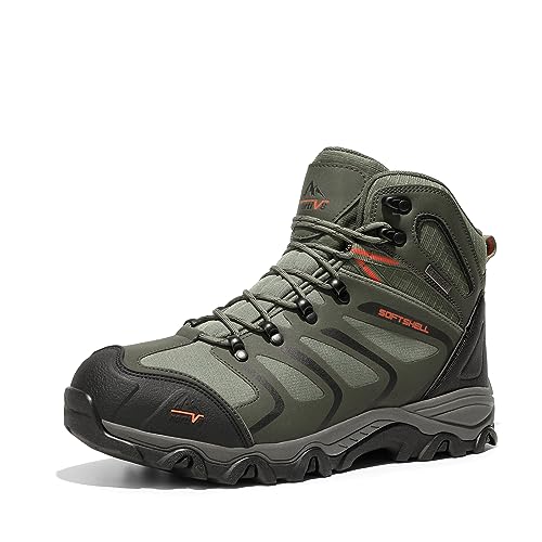 NORTIV 8 Men's Ankle High Waterproof Hiking Boots Outdoor Lightweight Shoes Trekking Trails Armadillo 6.5 Army/Green/Black/Orange