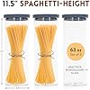 Glass Spaghetti Kitchen Storage Containers with Airtight Silicone Lids, BPA-Free Pantry Glass Storage Jars with Airtight Lid for Pasta and Dry Foods - Set of 3 with Portion Tool