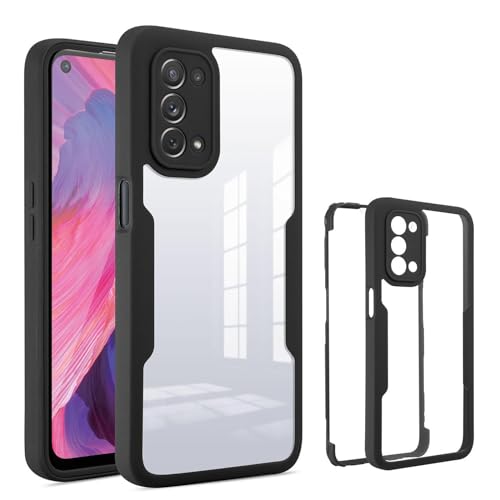 ILING Trasparente Cover per OPPO A52 / OPPO A72 / OPPO A92, 360°Complète Protection Antiurto Custodia con Protezione Schermo Integrata, Ultra Sottile Hard PC Silicone TPU Bumper Caso (Nero)