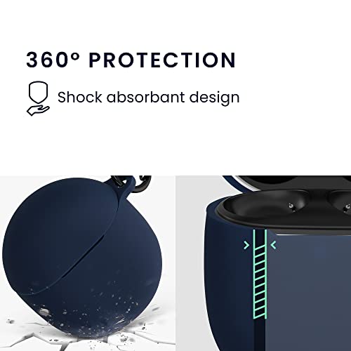 kwmobile Case Compatible with Google Pixel Buds Pro Case - Silicone Cover Holder for Earbuds - Dark Blue - Image 4