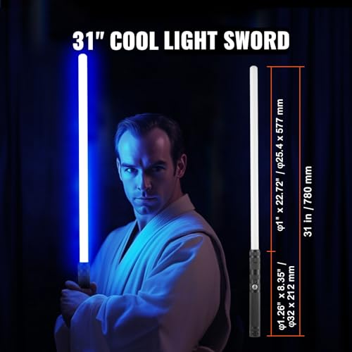 Image of VEVOR Light Sword, Light up Sword with 14 RGB Colors, FX Sound and Realistic Handle, Rechargeable Light Up Toy for Adults and Kids, Christmas Day, Halloween Cosplay, Birthday, Black