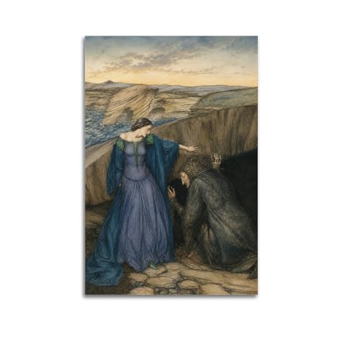 Poster d'art mural moderne Arthur Rackham Merlin fée Vivien pour salon et chambre
