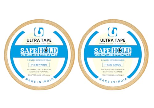 Image of Yellow Cotton Hair Patch Tape 1 Inch X 20 Yards Strong Hold Adhesive Pack 2