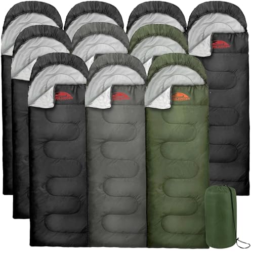 Trail maker Bolsas de Dormir Tipo Momia, Paquete de 10, Para Clima Frío 32 Grados, Con Capucha Para Adultos, Camping, Indor y Outdoor