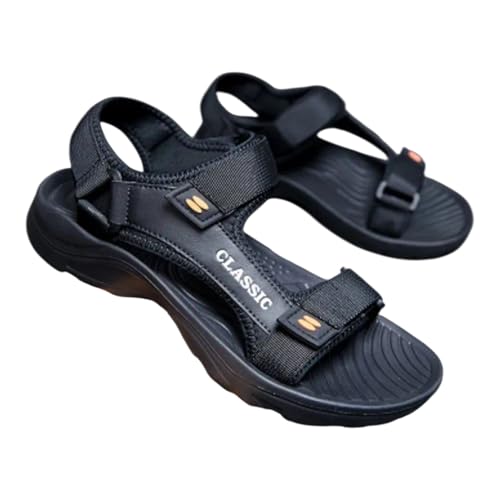 Classic Sport Sandals, Adjustable Straps, Black Athletic Comfort Sandals with Durable Outsole