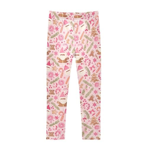 senya Girls Printed Leggings Yoga Pants Pink Coconut Christmas for Kids in 4t to 10 Years, 4T
