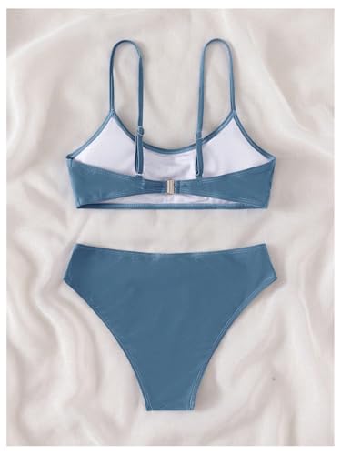 Image of SHENHE Girl's 2 Piece O Ring Bikini High Waisted Spaghetti Strap Cute Swimsuit Bathing Suit
