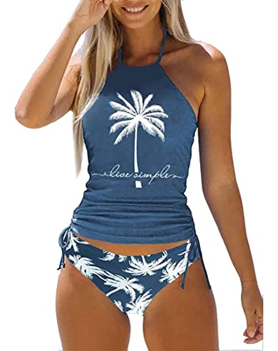 Women's Live Simple Coconut Tree Tankini Set Sexy...
