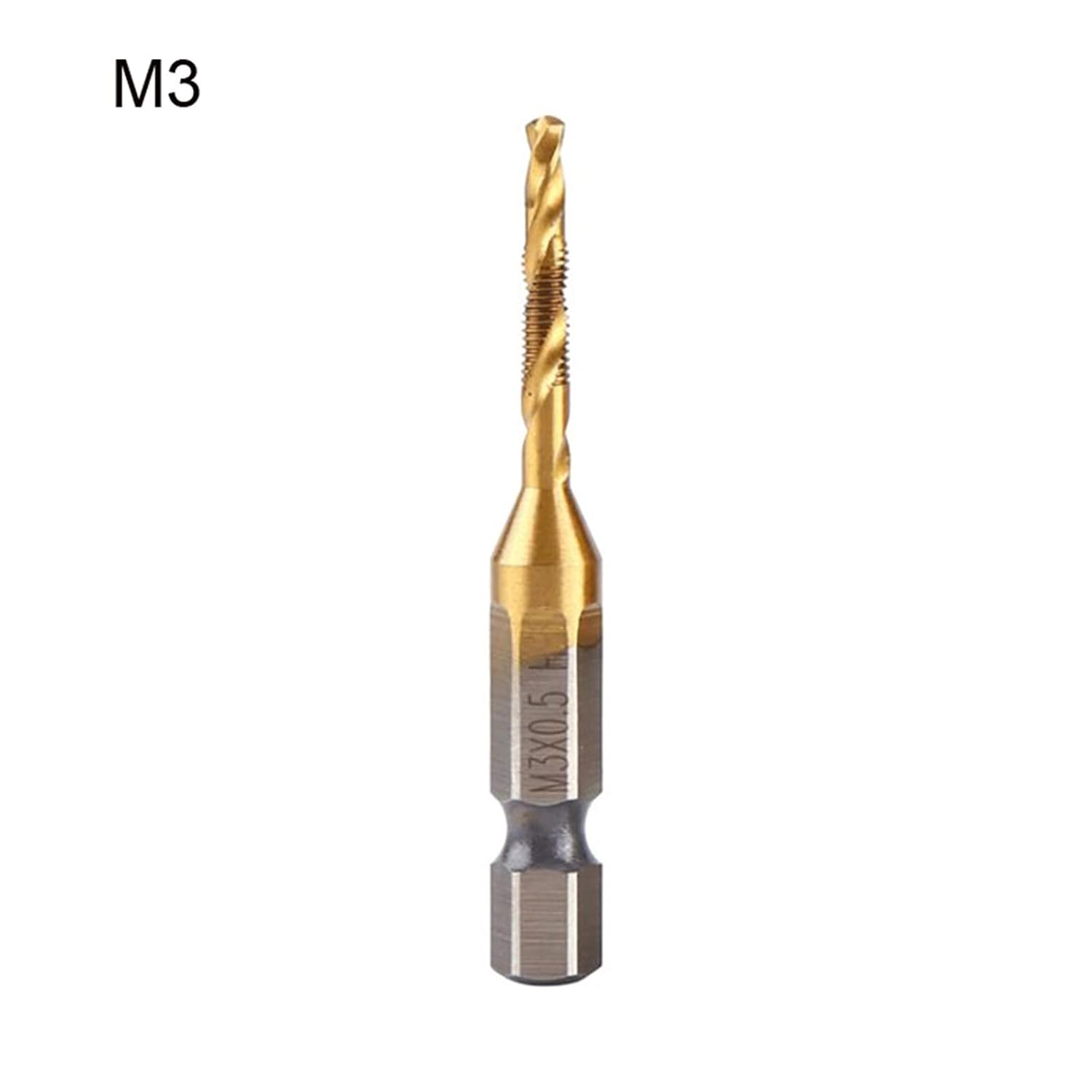 Metric Thread tap Drill bits High Speed Steel Drill Bits Set m3 m4 m5 m6 m8 m10 hex Shank Screw tap for Metal Wood Tap Drill 1Pcs(M3)