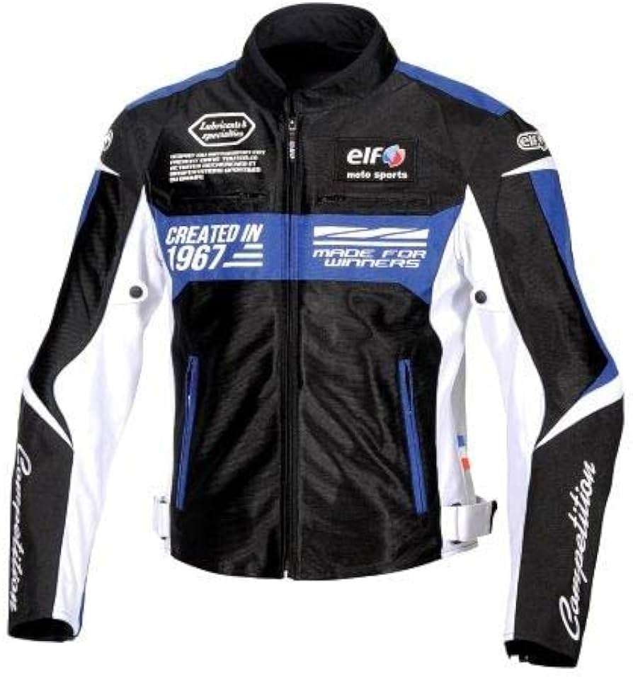 elf フェイクレザーバイクジャケット 3L ブラック/レッド