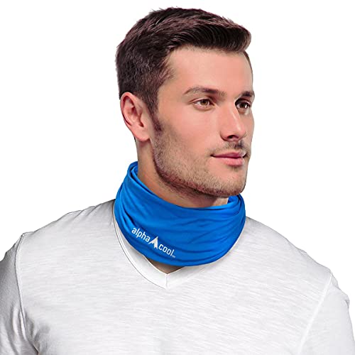 Alphacool Cooling Neck Gaiter Face Mask - Cools When Wet – One Size Fits All Blue