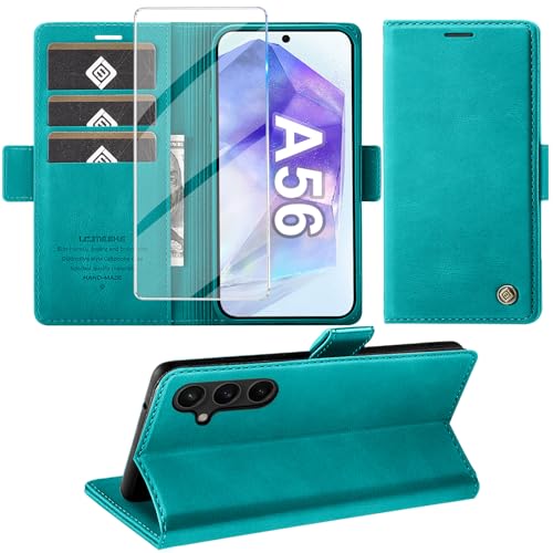 Coque Samsung Galaxy A56 5G étui portefeuille cyan idéal pour voyager