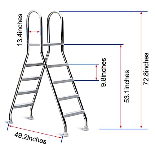 Escalera para piscina de 52 pulgadas con 4 escalones y barandales miniatura 2