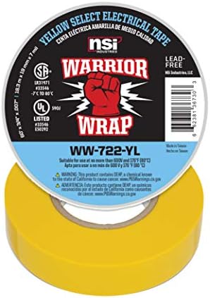 WarriorWrap Select 3/4 in. x 60 ft. 7 mil Vinyl Electrical Tape, Yellow