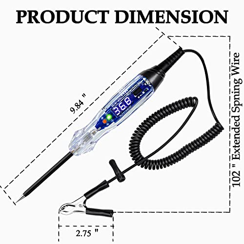 Atoblin Buzzer Test Light Automotive, 4-60V Dc Led Digital Circuit Tester, Heavy Duty Light Tester With Voltmeter, Auto Voltage Tester Electric Probe Test Pen For Fuse, Battery, Polarity #TOP6
