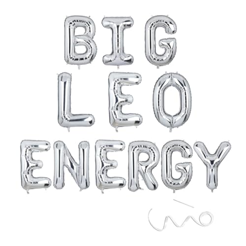 yaxwhty Big Leo Energy Banner, Zodiac Birthday Banner,July August Birthday Banner, Zodiac Leo, Horoscope, Astrology Bday Party Decorations,Silver