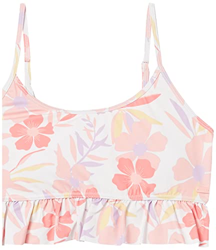Roxy Girls' Second Emotion Crop Top Swim Set, Bright White Rg Tropical Trip, 16 #TOP1