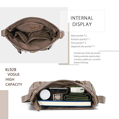 KL928 Crossbody Bags for Women Shoulder Purses and Handbags, PU Washed Leather,P-Khaki