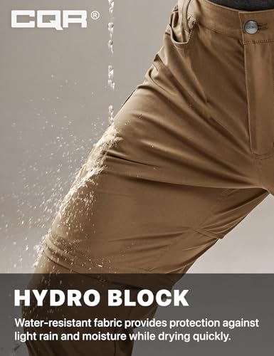 Image of CQR Men's Convertible Cargo Tactical Pants, Water Resistant Outdoor Hiking Pants, Zip Off Lightweight Stretch Work Pants