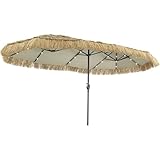 GDY 15 ft Tiki Patio Umbrella Outdoor with a heavy-duty cross base and weighted...