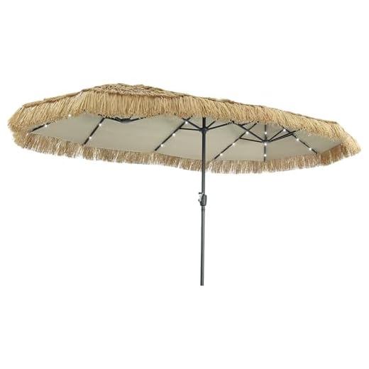 Large Tiki Patio Umbrella with LED Lighting