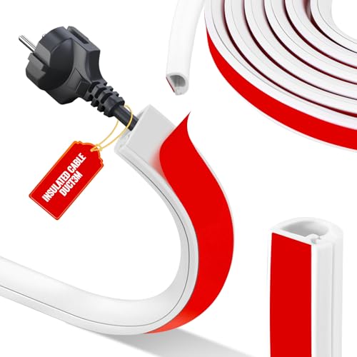 Canalina Passacavi Adesiva, 3 Meter Canalina Passacavi Muro, Canale Flessibile per PVC Morbido, per Cavi Elettrici per Computer a Casa o in Ufficio per Proteggere i Cavi, Bianco