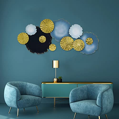 Ivane Metal Wall Art Coastal Decor In Room Centerpiece For Home And Hotel, Hanging Sculpture Decorations In Aesthetic For Entryway, Living Room, Bedroom, Blue, Black And Luxury Gold #TOP5