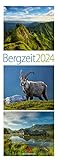  Bergzeit Kalender 2024, Triplet-Wandkalender im Hochformat (24x66 cm) - Landschaftskalender mit Alpen und Bergen für Berg-Fans & Wanderer