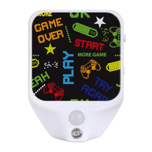 Image of Gamer Gamepad Plug-in Led Night Light with Auto Dusk to Dawn Sensor for Room Decor, Adjustable Brightness Warm White Lights for Hallway,Bedroom, s Room, Kitchen, Stairway