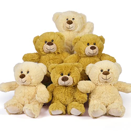 Benben Teddy Bear Stuffed Animal, Set Of 6 Teddy Bears Bulk, 10 Inch Small Bear Plush Toy For Kids, Baby Shower Decoration For Boys, Girls #TOP9
