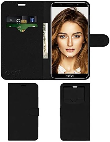 ACM Leather Window Flip Wallet Front & Back Case Compatible with Neffos C9 Mobile Cover Black