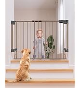 Cumbor 29.2–43" Baby Gate for Stairs, Wall-Mounted (Drill Required), Expandable No Bottom Bar Dog...