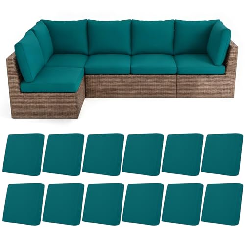 HEBE Outdoor Cushion Covers 12 Pcs, Stretch Patio Sofa Couch Cushion Cover