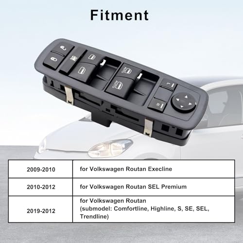 Image of SecosAutoparts Front Driver Side Power Window Switch Compatible with Volkswagen Routan 2009 2010 2011 2012 2013 Repalce 7B0959857E 7B0959857B
