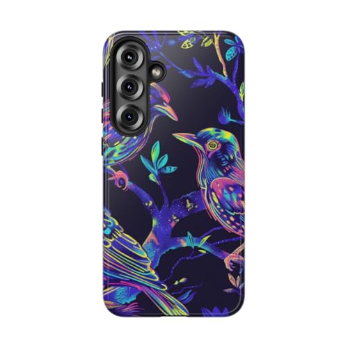 Coque Samsung S25 Plus bleu oiseaux néon idéale pour personnaliser votre look urbain
