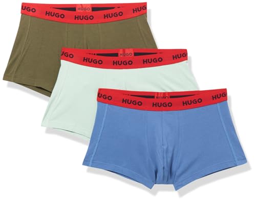 HUGO Herren 3er-Pack Stretch-Shorts aus Baumwolle mit Auffälligem Logo Badehose, Mint/Armee/Blau, Small
