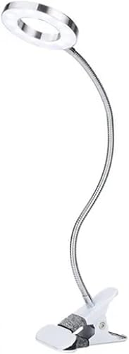 Miniatura 2 de Headerbs Lámpara de escritorio con clip, luz de lectura con clip, sujeción firme, 48 LED, protección ocular 5V 2A para el hogar (plata)
