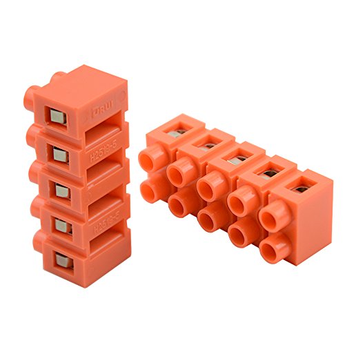 Xingyheng 6Pcs 600V 36A 4 Position 5 Position 6 Position Double Row Screw Terminal Block Environmental Friendly Flame Retardant Nylon Terminal Barrier Block Connector For All Wide Use(Red) #TOP3