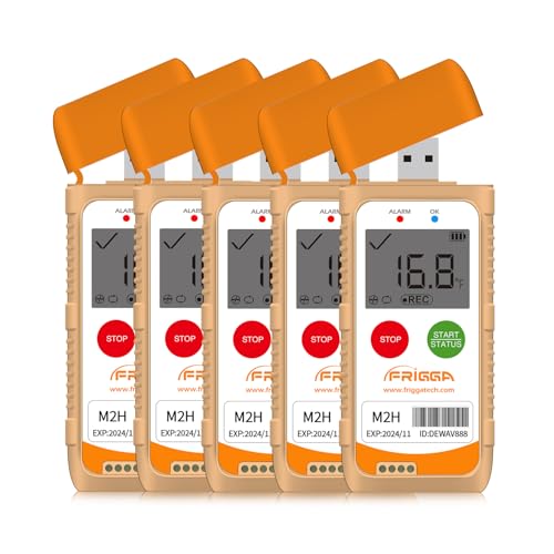 Frigga M2H 5pack Mehrweg-Temperatur-Feuchtigkeits-Datenlogger USB-Digital-Temperatur-Rekorder 28800 Punkte hohe Genauigkeit Thermometer-Logger PDF CSV-Bericht Frigga M2H 5pack Mehrweg-Temperatur-Feuchtigkeits-Datenlogger USB-Digital-Temperatur-Rekorder 28800 Punkte hohe Genauigkeit Thermometer-Logger PDF CSV-Bericht