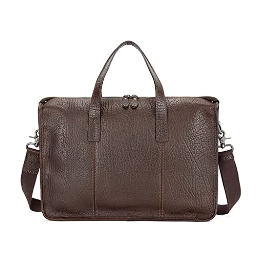 Men's Bag Leather Men's Handbag Layer Cowhide Computer Business Briefcase Single Shoulder Crossbody (D)